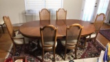 Double Pedestal Oval Dining Table and (8)