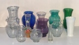 (13) Assorted Glass Vases