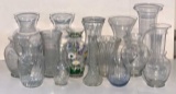 (14) Assorted Glass Vases and (2) Plastic Inserts