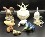 Assorted Figurines: Ceramic Handpainted Eagle;