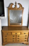 Dresser and Framed Beveled Mirror, Brass