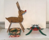 Christmas Tree Stand, Wooden Rudolph and