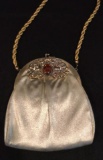 Gold Purse with Shoulder Strap and Jewel Trim