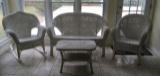 Set of Wicker Furniture:  Settee, Chair, Rocking