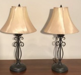 Set of 2 Black Metal Lamps, 28 1/4’’ Tall