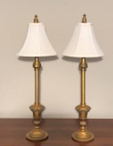 Pair of Gold Decorative Buffet Lamps, 32’’ Tall