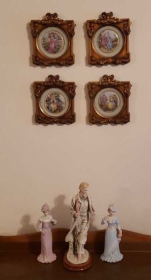 (3) Figurines & (4) Mini Framed Pictures