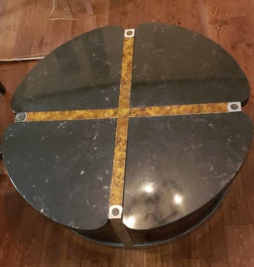 Metal Coffee Table w/Marble Inserts