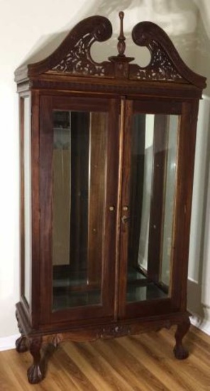 Beveled Glass Front Chippendale Style Curio