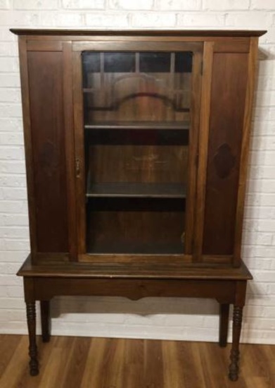 Vintage Oak Glass Front Cabinet