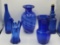 (5) Assorted Blue Glass Bottles & Vases