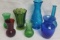 (7) Colored Glass Vases