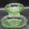 (2) Green Depression Glass Dishes: 8.25