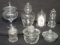 (7) Assorted Covered Glass Containers