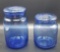 (2) Cobalt Blue Cannisters