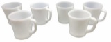 (6) Milk Glass Fire King Mugs