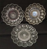 (3) Round Glass Deviled Egg Plates