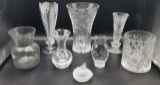 Assorted Clear Glass Vases, etc.