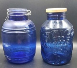 (2) Cobalt Blue Containers