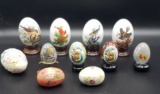 Assorted Ceramic Eggs & Egg Stands