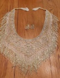 Beaded Collar/Scarf w/Matching Clip Earrings