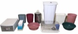 Assorted Trash Cans, Plastic Storage Drawer,