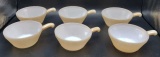 (6) Fire King Peach Luster Handled Soup Bowls