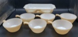 (6) Fire King Peach Luster Handled Soup Bowls &