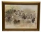 Framed Signed Print with Owls, 27 5/8’’ W x 21