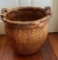 Large Basket with Wooden Handles - 16” w 17” H