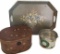 Painted Decorative Box, Metal Hand Painted Tray