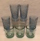 (4) Blue Iced Tea Glasses & (3) Green Tumblers