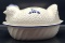 County Fare Pottery Covered Blue and White Hen