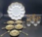 Milk Glass Egg Platter  (6) Gold Trimmed Juice
