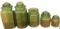 (5) Green Glass Canisters (1 missing Lid)