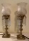 (2) Vintage Marble, Brass and Crystal Electric