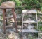 Wooden Bar Stool and Wooden 2-step Ladder
