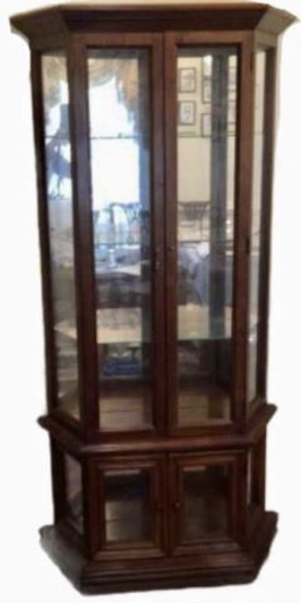 Lighted Glass Front Curio Cabinet with Glass