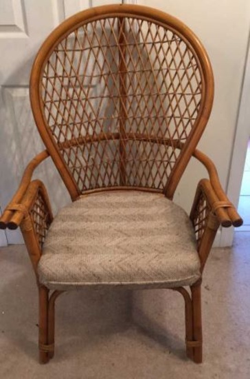 Rattan Chair with Upholstered Seat