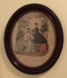 Antique Framed Oval Fashion Print--12 1/4
