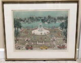 Framed Hand-Colored Etching 