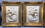 (2) Meissen Art Bisque Figural Plaques in Ornate