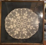 Framed Crocheted  Antique Doilie