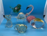 (6) Glass Bird Figurines, etc. Including (1) Hand-
