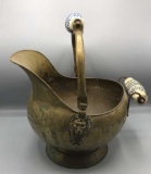 Brass & Copper Coal Scuttle Bucket Hod with Lion H