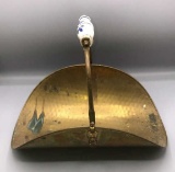 Brass Fireplace Log Holder Delft Porcelain