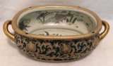 2-Handle Cobalt Blue & Gold Centerpiece Bowl--
