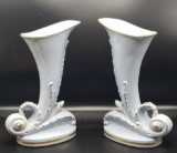 (2) Vintage St. Regis Cornucopia Vases - 12” H