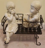 Resin Boy & Girl on Gossip Bench