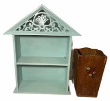 Painted Wooden Wall Shelf, 19 1/4” x 24” and